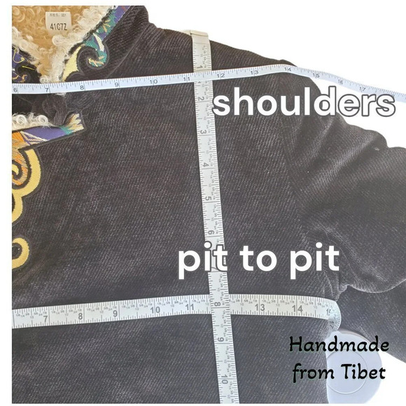 Handmade Tibetan | Cord Children's Coat with Angora Lining | Black | sz 5 / 6 - Picture 7 of 10